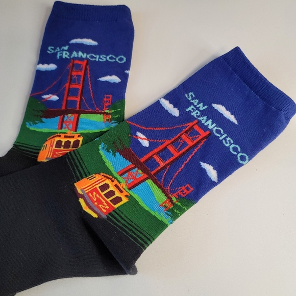 Mens San Francisco Trolley Fun Crew Socks multicolor One Size - Picture 3 of 4
